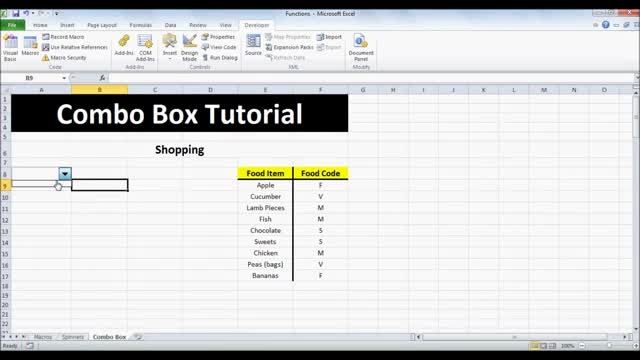 Microsoft Excel 2010 - Combo Box Control/List Box