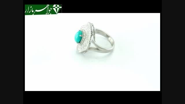 انگشتر فیروزه نیشابوری طرح جواهری درشت زنانه - کد 6808