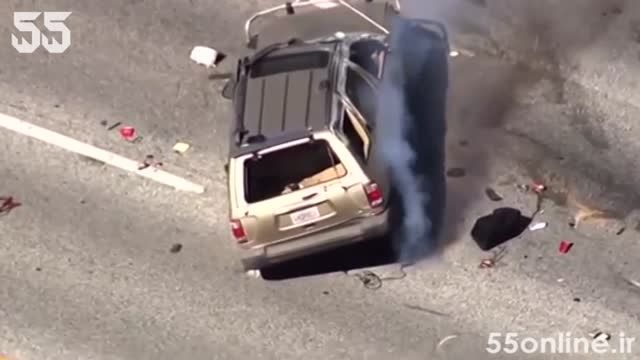 لحظه واژگون شدن SUV در تعقیب و گریز پلیسی