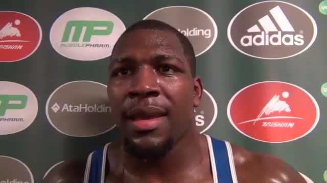 Ed Ruth (USA) after win over Cuba at 2015 Freestyle Wor