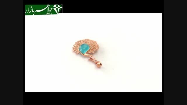 مدال چشم گربه طرح طاووس درشت زنانه - کد 7007