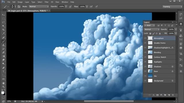 Drawing and Painting Clouds for Digital Illustration