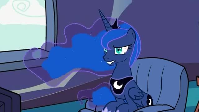 Luna watches the &quot;Equestria Girls&quot; trailer