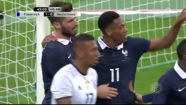 فرانسه 2 آلمان 0، گل های بازی
