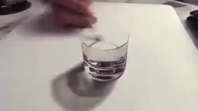 نقاشی سه بعدی جالب لیوان.....