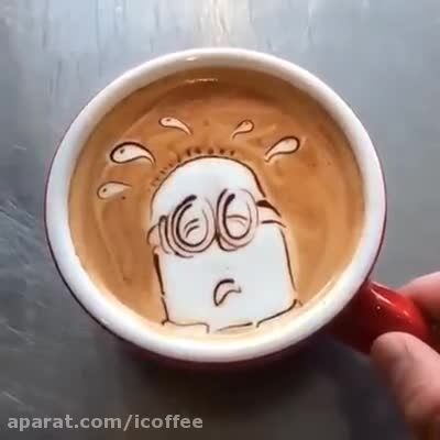 نقاشی متحرک روی قهوه