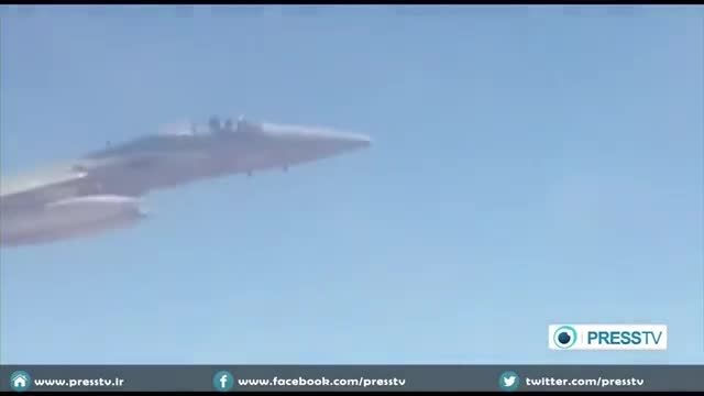 جنگنده عربستان در کنار هواپیمای ایران قبل از بمباران