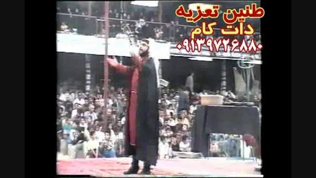 حاج حسن برکتی در زره پوشی شمر تعزیه جناب حر ۱۳۷۵ قودجان