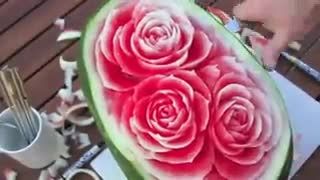 درست کردن هندوانه به شکل گل