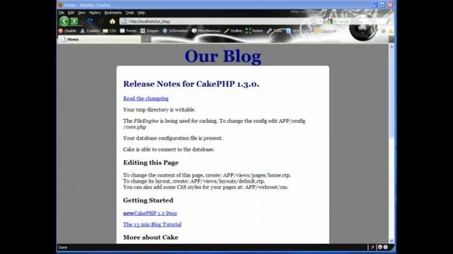 Cakephp Blog Tutorial Part 10 - Setting Up the Cake Con