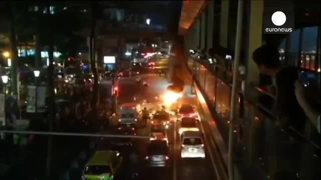 لحظه انفجار بمب در بانکوک که توسط دوربینی ضبط شد