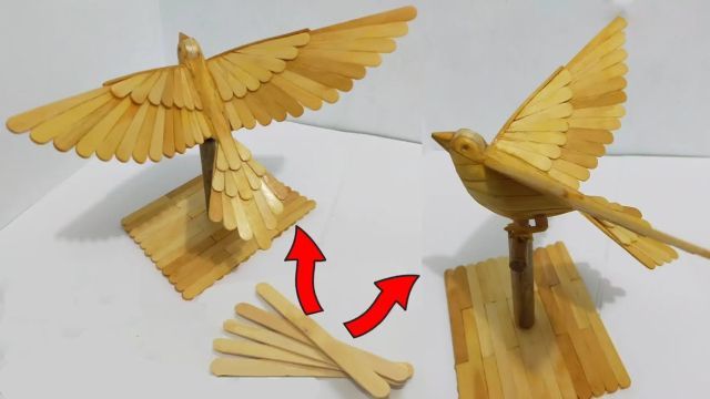 کاردستی پرنده با چوب بستنی