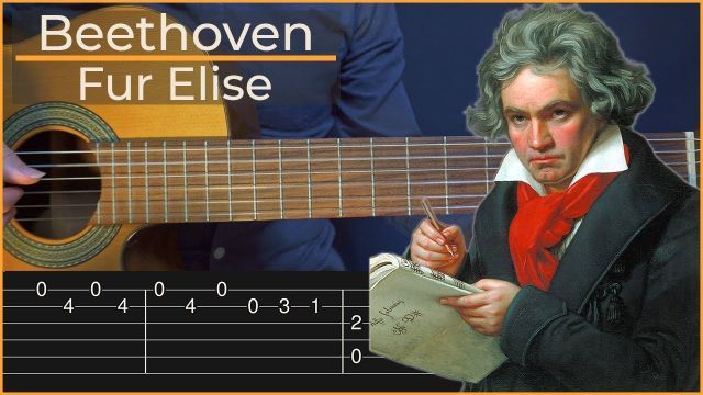 آموزش آهنگ برای الیز روی گیتار Fur Elise - Beethoven