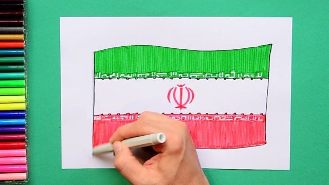 آموزش نقاشی پرچم ایران برای دهه فجر و 22 بهمن