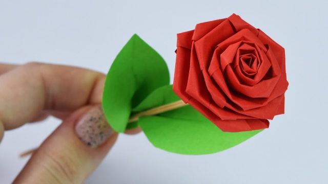 آموزش ساخت گل رز با مقوا یا کاغذ | کاردستی اوریگامی