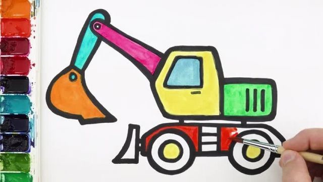 آموزش نقاشی به کودکان - کشیدن بیل مکانیکی
