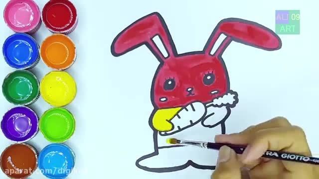 آموزش نقاشی به کودکان - طراحی خرگوش زیبا