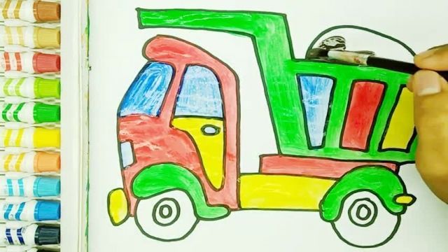 آموزش نقاشی به کودکان - طراحی کامیون زیبا