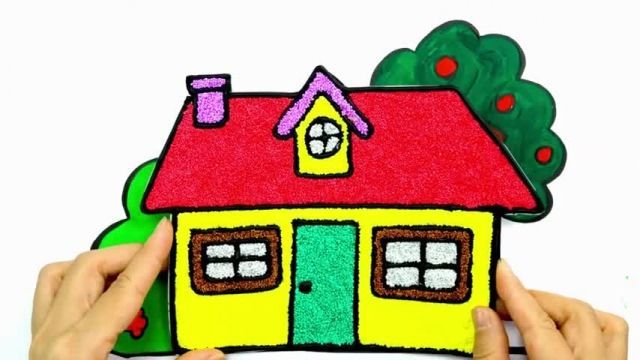 آموزش نقاشی به کودکان - طراحی خانه برجسته