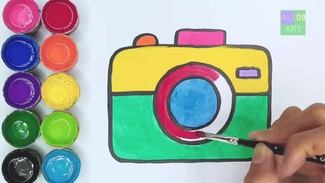 آموزش نقاشی به کودکان - طراحی دوربین عکاسی 