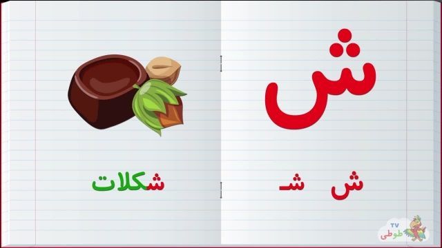 مجموعه آموزش  تصویری الفبا فارسی به کودکان همراه با مثال | حرف - ش