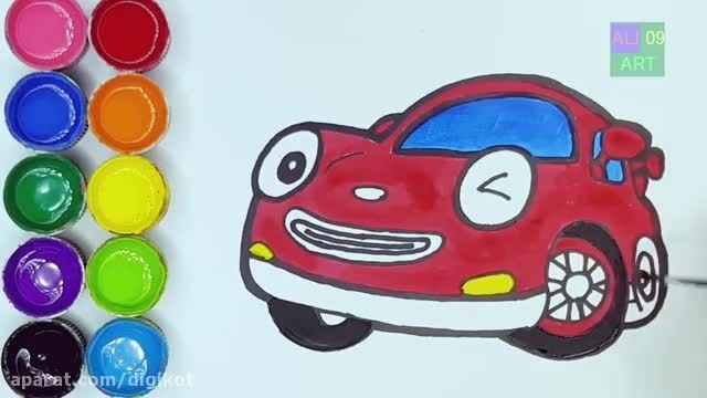 آموزش نقاشی به کودکان - طراحی ماشین قرمز
