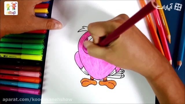 دانلود آموزش نقاشی کودکانه با زبان فارسی - جغد صورتی دانا