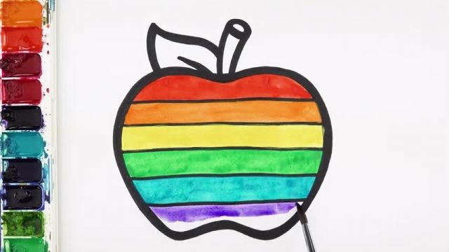 آموزش نقاشی به کودکان - کشیدن سیب راه راه 