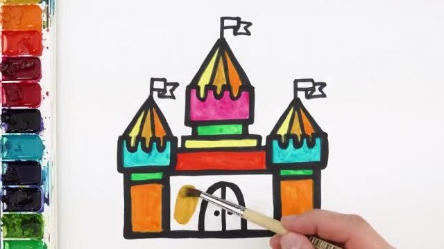آموزش نقاشی به کودکان - کشیدن قلعه جنگی