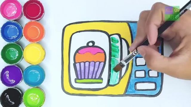 آموزش نقاشی به کودکان - طراحی مایکروویو