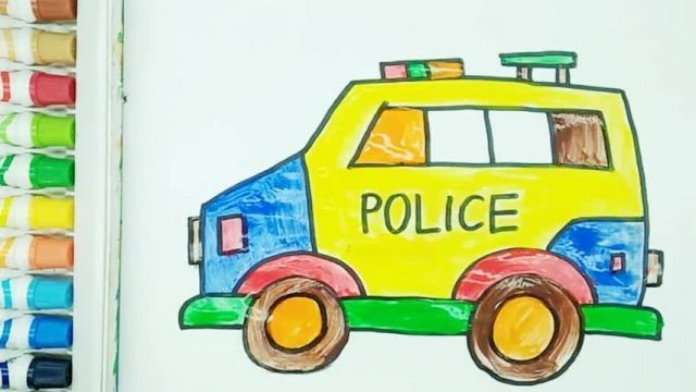 آموزش نقاشی به کودکان - طراحی ماشین پلیس