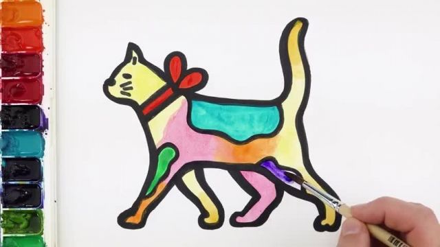 آموزش نقاشی به کودکان - طراحی گربه از پهلو 