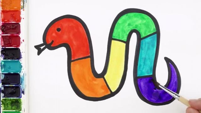 آموزش نقاشی به کودکان - طراحی مار زیبا 
