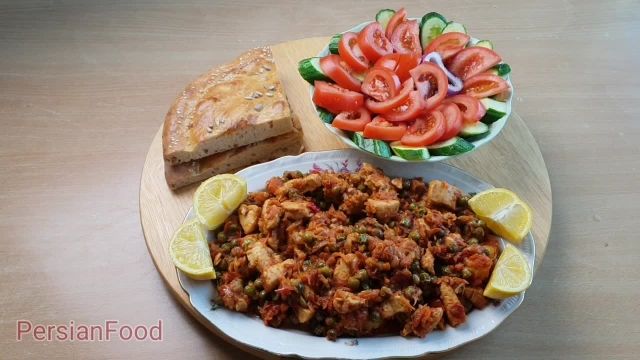 دستور پخت آسان خوراک مرغ با سبزیجات 
