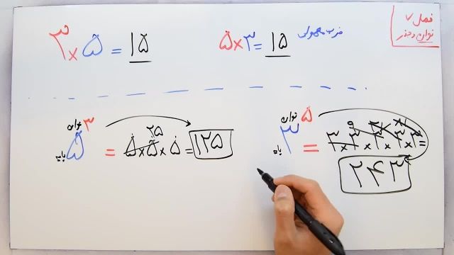 آموزش ریاضی پایه هفتم - فصل هفتم- بخش اول -معرفی توان و تفاوت آن با ضرب معمولی