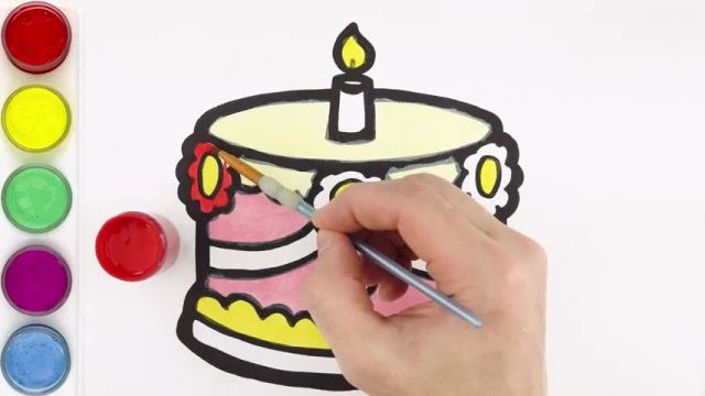 آموزش نقاشی به کودکان - کشیدن کیک تولد