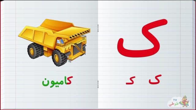 مجموعه آموزش  تصویری الفبا فارسی به کودکان همراه با مثال | حرف- ک
