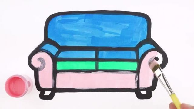 آموزش نقاشی به کودکان - طراحی کاناپه زیبا 