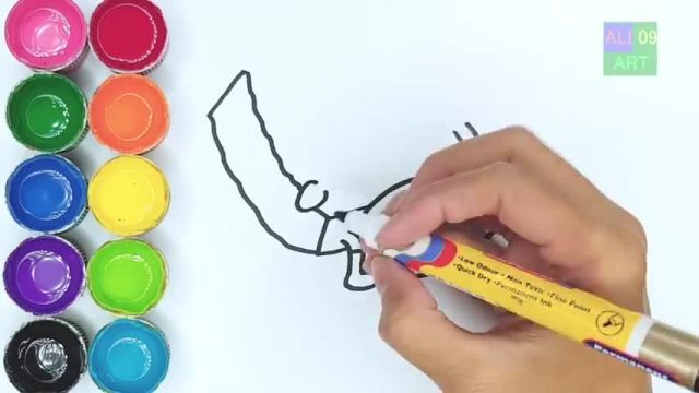 آموزش نقاشی به کودکان -طراحی باب اسفنجی موتور سوار