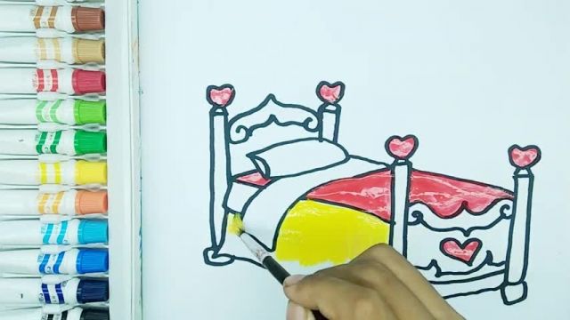 آموزش نقاشی به کودکان - کشیدن تختخواب