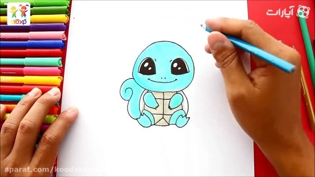 دانلود آموزش نقاشی کودکانه با زبان فارسی - لاکپشت کوچولو