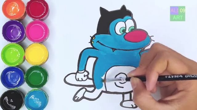 آموزش نقاشی به کودکان - طراحی کارتون اوگی و سوسک ها
