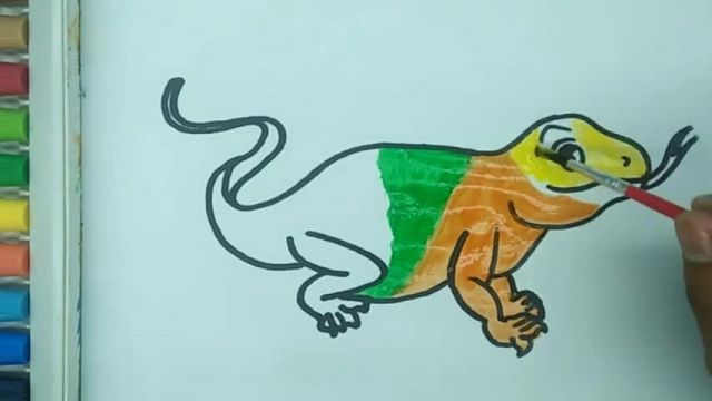 آموزش نقاشی به کودکان - طراحی  سوسمار