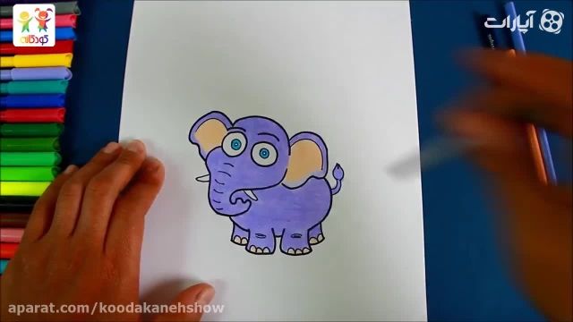 دانلود آموزش نقاشی کودکانه با زبان فارسی - فیل ترسو