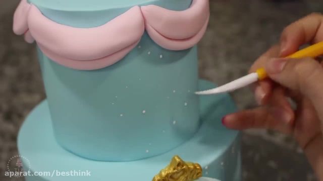 آموزش تزیین کیک تولد دخترانه شکل لباس سیندرلا (با خمیر فوندانت)