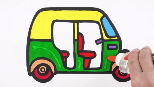 آموزش نقاشی به کودکان - کشیدن موتور