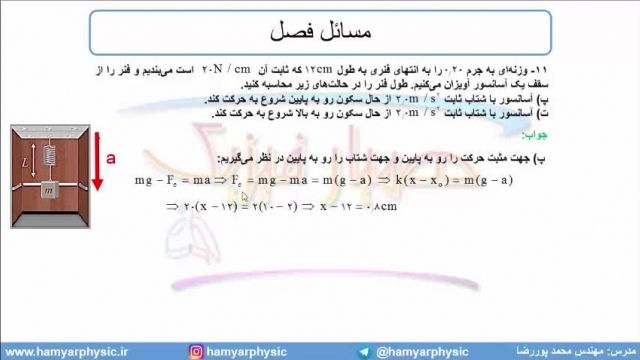جلسه 111 فیزیک دوازدهم - نیروی کشسانی فنر 3 - مدرس محمد پوررضا