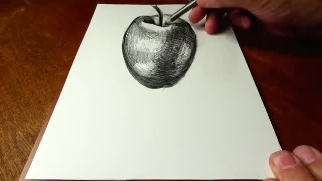 فیلم آموزش نقاشی سه بعدی با مداد - " سیب "