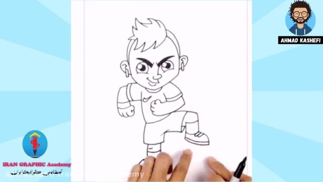 آموزش نقاشی کودکان : نقاشی و طراحی نیمار Neymar و رنگ آمیزی 