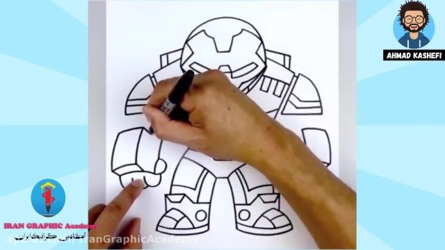 آموزش نقاشی کودکان : نقاشی و طراحی هالک آهنی Iron Hulk و رنگ آمیزی 